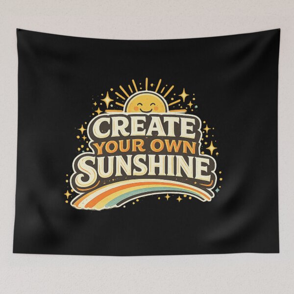Item preview, Create Your Own Sunshine Motivational Quote Retro Vintage Typography Design | Positive Mindset Inspirational Graphic designed and sold by HEERYAK.