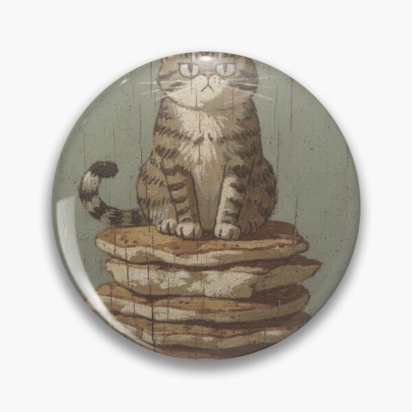 Item preview, Indignant Manx Cat on a Stack of Pancakes Folk Art designed and sold by PictorialWhimsy.