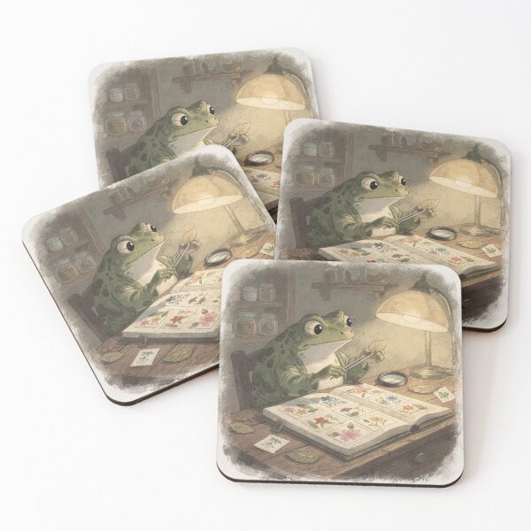 Item preview, Toad Stamp Collector With Tiny Tweezers Cottagecor designed and sold by PictorialWhimsy.