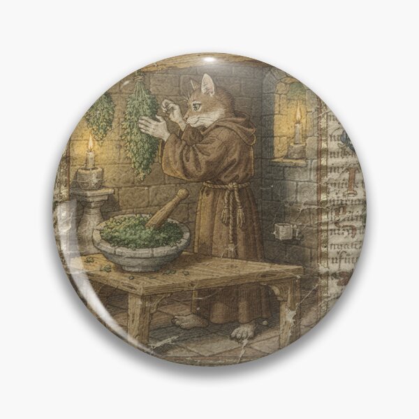Item preview, Medieval Cat Herbalist Drying Catnip Bundles Manus designed and sold by PictorialWhimsy.