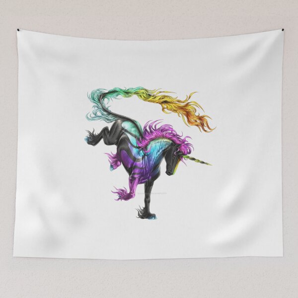 Item preview, Vibrant Rearing Unicorn – Colorful Gradient Mane and Tail Fantasy Art designed and sold by RaresS.