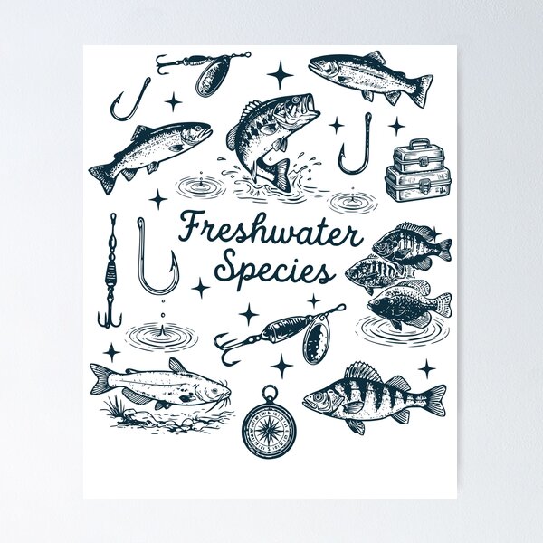 Item preview, Freshwater Fish Species Fishing designed and sold by TeeVerse27.