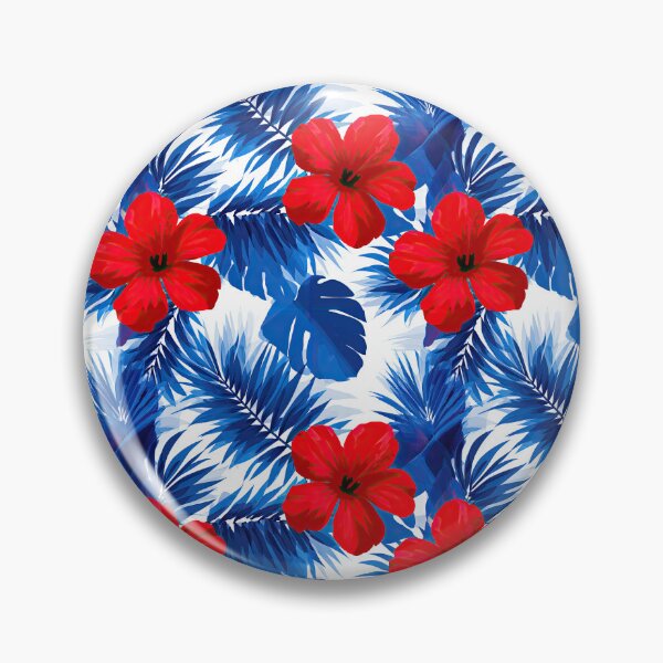 Item preview, Vibrant Red Hibiscus And Blue Foliage Pattern designed and sold by igraphixart.