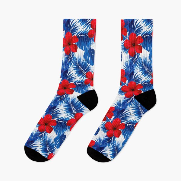 Item preview, Vibrant Red Hibiscus And Blue Foliage Pattern designed and sold by igraphixart.
