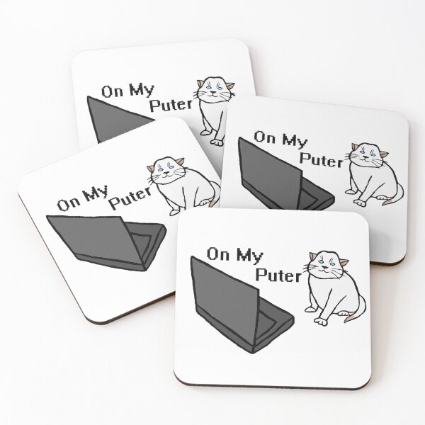 Item preview, On My Puter Funny Computer White Cat Meme designed and sold by CDPrintsDesigns.