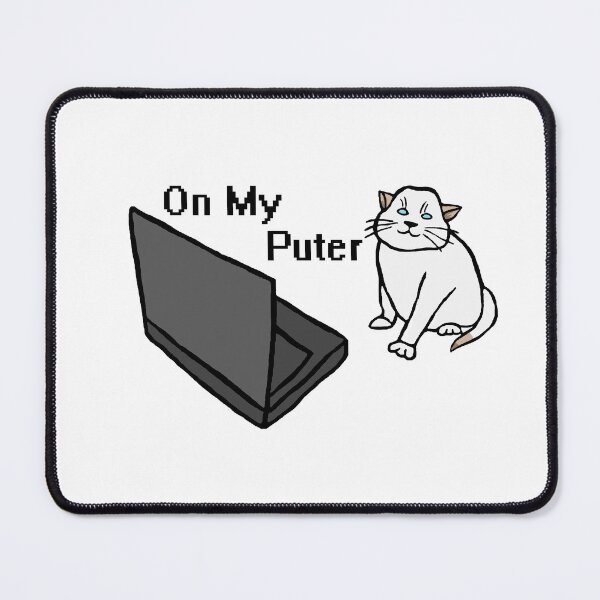 Item preview, On My Puter Funny Computer White Cat Meme designed and sold by CDPrintsDesigns.
