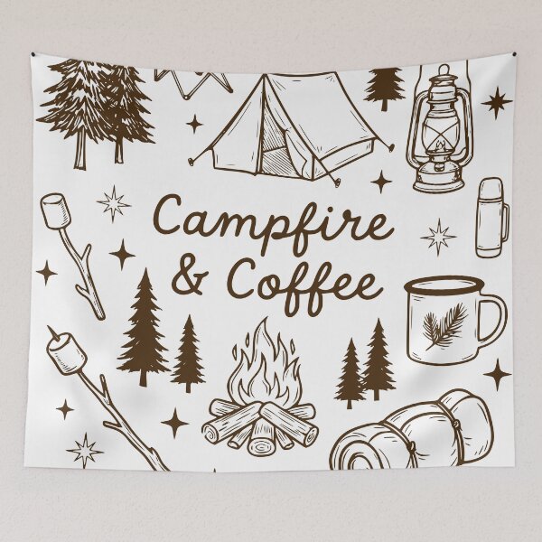 Item preview, Campfire Coffee Cozy Camping designed and sold by TeeVerse27.
