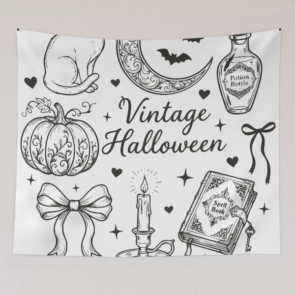 Item preview, Vintage Halloween Witch Magical Illustration Set designed and sold by TeeVerse27.