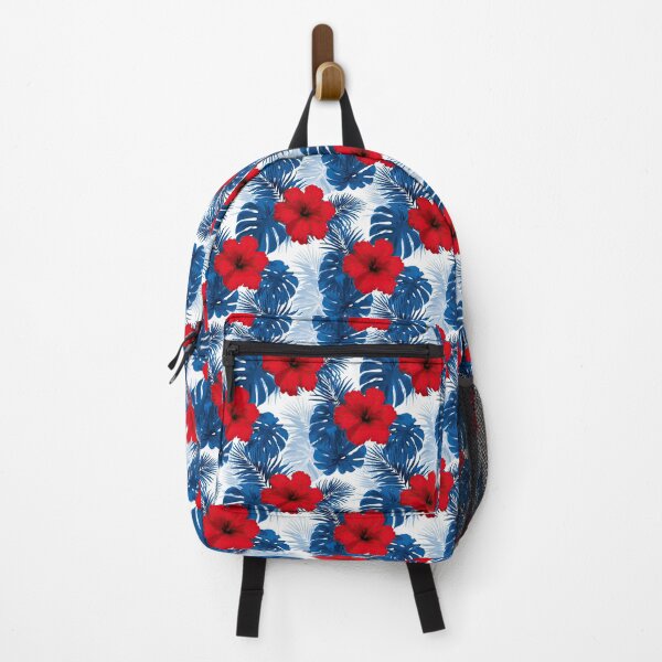 Item preview, Blue Monstera And Red Hibiscus Tropical Pattern designed and sold by igraphixart.
