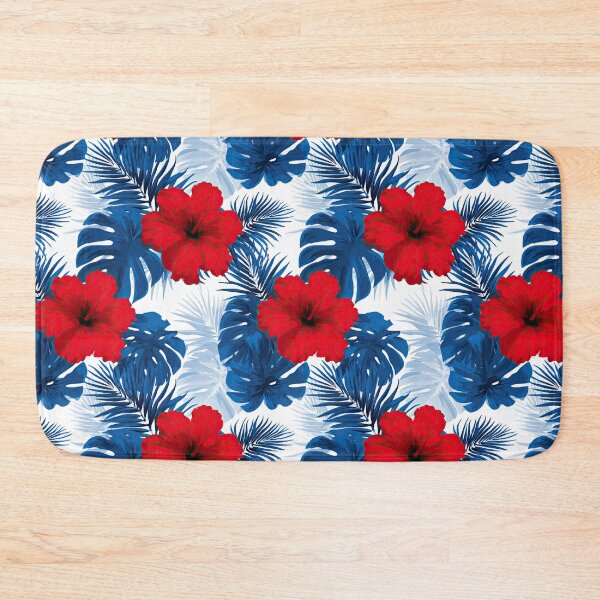 Item preview, Blue Monstera And Red Hibiscus Tropical Pattern designed and sold by igraphixart.