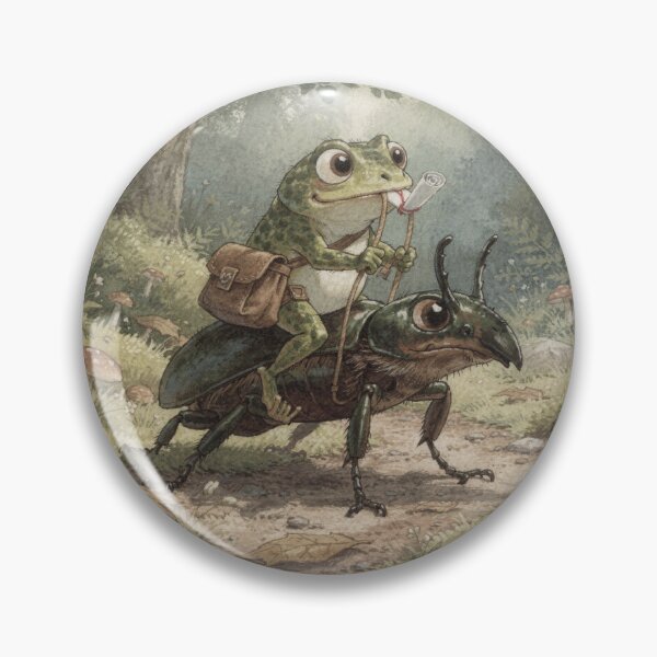 Item preview, Frog Snail-Mail Courier Riding a Beetle Cottagecor designed and sold by PictorialWhimsy.