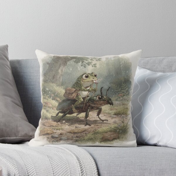 Item preview, Frog Snail-Mail Courier Riding a Beetle Cottagecor designed and sold by PictorialWhimsy.