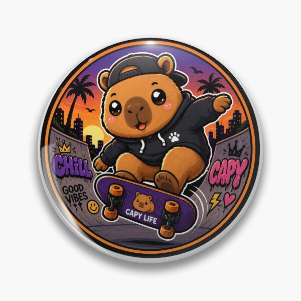 Item preview, Kawaii Skate Capybara – Cute Skateboard Streetwear Design designed and sold by AstraDrip Studio.