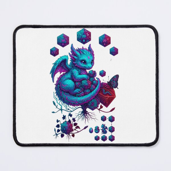 Item preview, Fantasy Sci-Fi Cute Dragon D20 Dice - Futuristic Gaming Neon Dragon Poster Art designed and sold by Clintora.