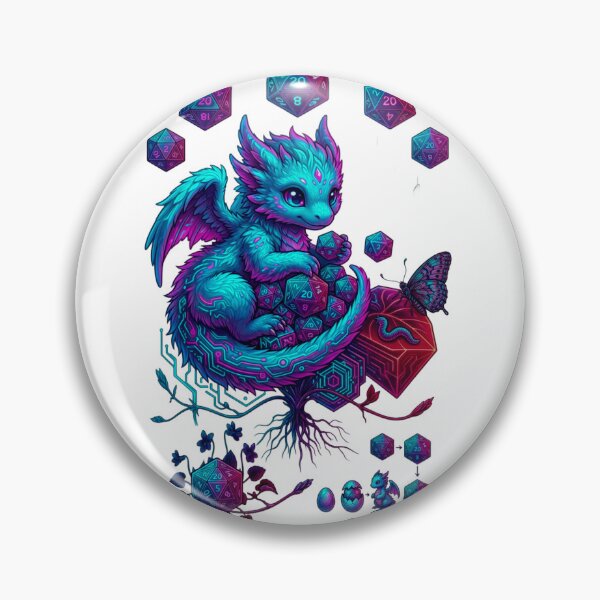 Item preview, Fantasy Sci-Fi Cute Dragon D20 Dice - Futuristic Gaming Neon Dragon Poster Art designed and sold by Clintora.
