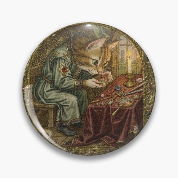 Item preview, Medieval Cat Jeweller Setting a Tiny Ruby Manuscri designed and sold by PictorialWhimsy.