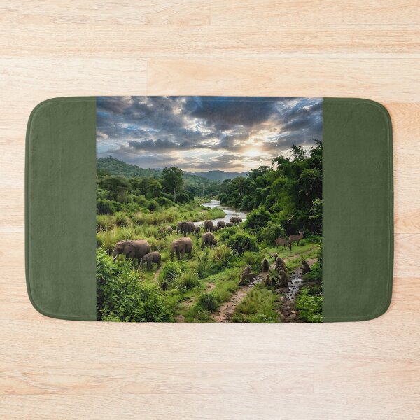 Item preview, African Elephant Herd at Sunset Valley designed and sold by SavannaCanvas.