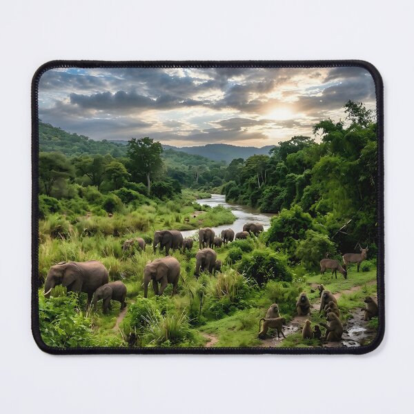 Item preview, African Elephant Herd at Sunset Valley designed and sold by SavannaCanvas.