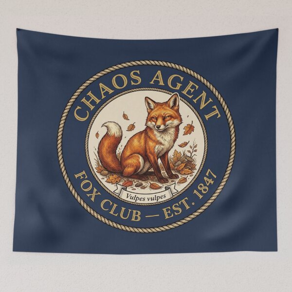 Item preview, Chaos Agent Fox Club European Wildlife Humor Badge designed and sold by CalmCapy Co.