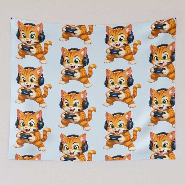Item preview, Happy Gamer Cat Victory Orange Kitten designed and sold by Seculinator.