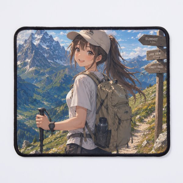 Item preview, Original Anime Hiking Girl | Mountain Trek Adventure Illustration designed and sold by Sticleg.