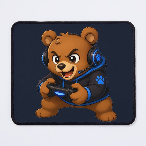 Item preview, Cute Bear Gamer Neon Blue Hoodie designed and sold by Seculinator.