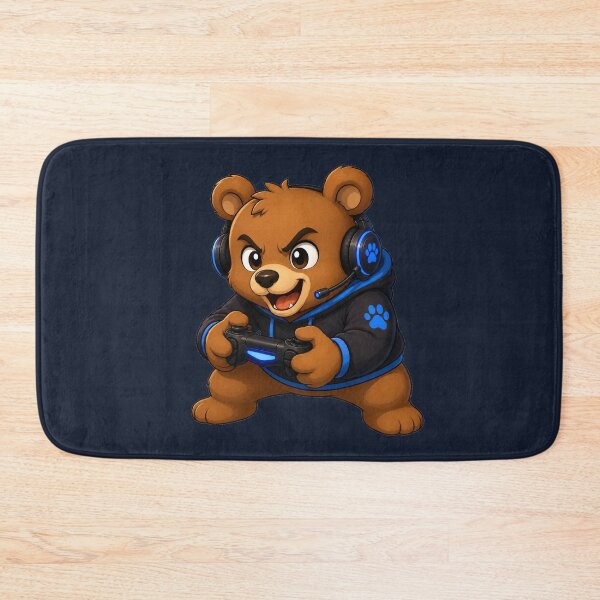 Item preview, Cute Bear Gamer Neon Blue Hoodie designed and sold by Seculinator.