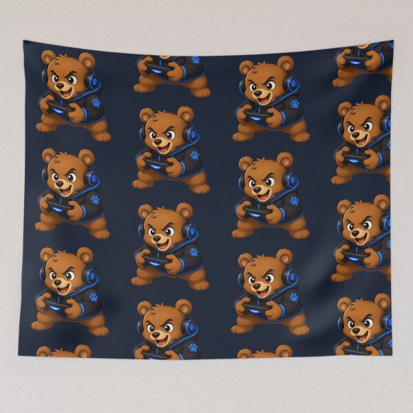 Item preview, Cute Bear Gamer Neon Blue Hoodie designed and sold by Seculinator.