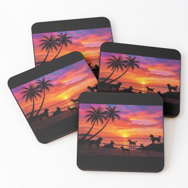 Item preview, A group of dogs enjoying a tropical afternoon designed and sold by Inspired Arts.