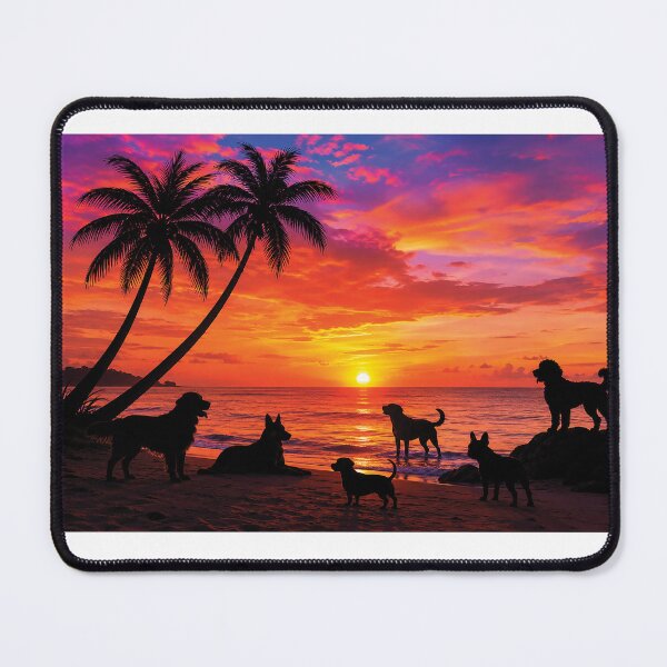 Item preview, A group of dogs enjoying a tropical afternoon designed and sold by Inspired Arts.