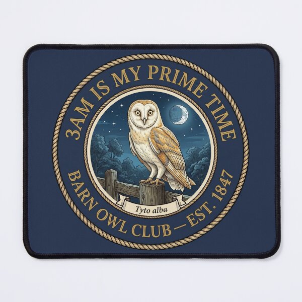 Item preview, 3am Is My Prime Time Barn Owl Club Humor Badge designed and sold by CalmCapy Co.