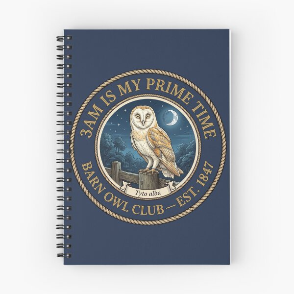 Item preview, 3am Is My Prime Time Barn Owl Club Humor Badge designed and sold by CalmCapy Co.