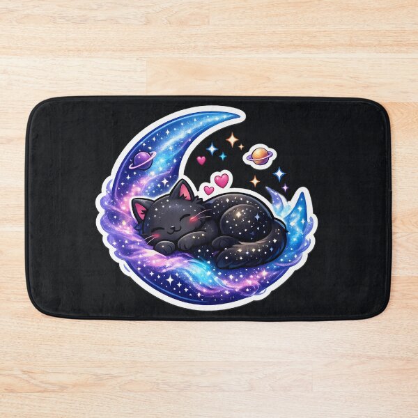 Item preview, Cosmic Cat Sleeping on Galaxy Moon Celestial Space Kitten designed and sold by MCV-Designs.