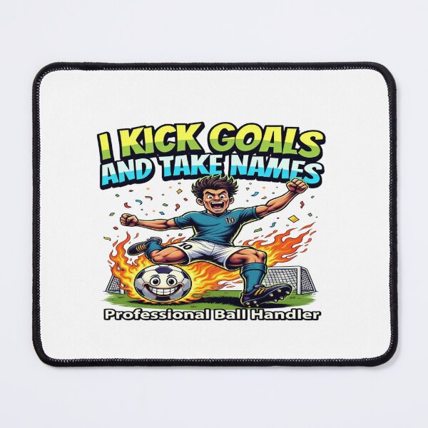 Item preview, I Kick Goals and Take Names – Funny Soccer T-Shirt | Professional Ball Handler Cartoon Football Graphic Tee designed and sold by Sushikidsntoddlers.