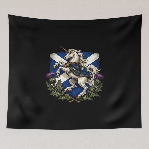 Item preview, Scottish Unicorn Flag Saltire Heritage Thistle Sticker designed and sold by ArcanePrintsxo.