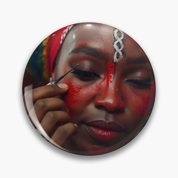 Item preview, African Woman Applying Traditional Festival Face Paint designed and sold by SavannaCanvas.