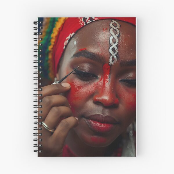 Item preview, African Woman Applying Traditional Festival Face Paint designed and sold by SavannaCanvas.