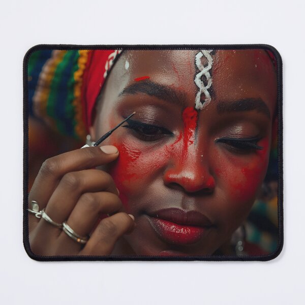 Item preview, African Woman Applying Traditional Festival Face Paint designed and sold by SavannaCanvas.