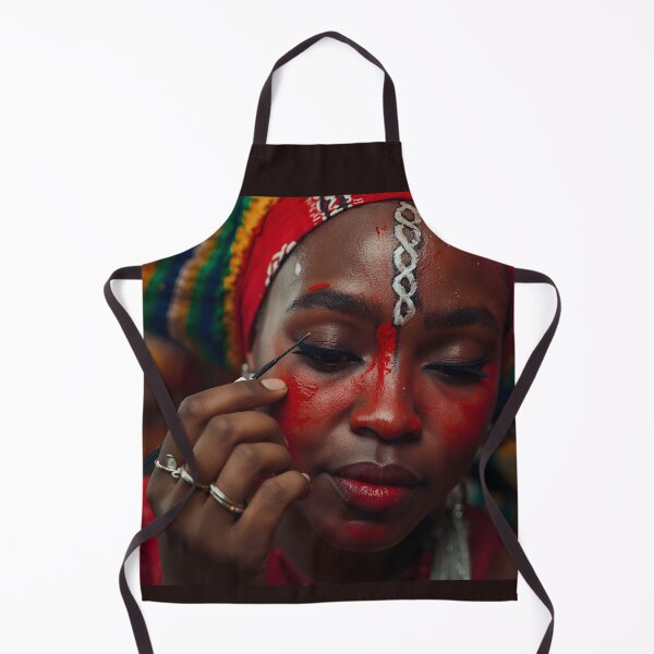 Item preview, African Woman Applying Traditional Festival Face Paint designed and sold by SavannaCanvas.