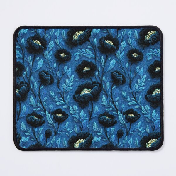 Item preview, Moody Dark Blue Poppy And Feathery Leaf Pattern designed and sold by igraphixart.