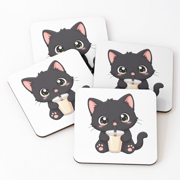 Item preview, Cute Black Cat Drinking Bubble Boba Tea designed and sold by Seculinator.