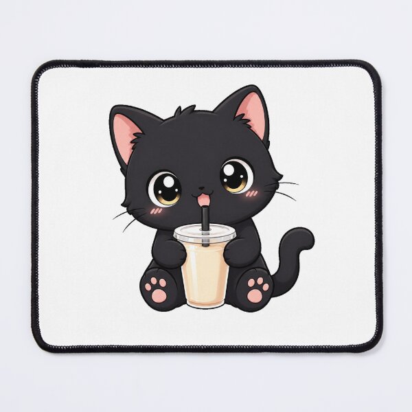 Item preview, Cute Black Cat Drinking Bubble Boba Tea designed and sold by Seculinator.
