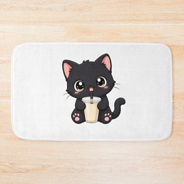 Item preview, Cute Black Cat Drinking Bubble Boba Tea designed and sold by Seculinator.