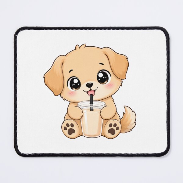 Item preview, Cute Golden Puppy Drinking Bubble Boba Tea designed and sold by Seculinator.