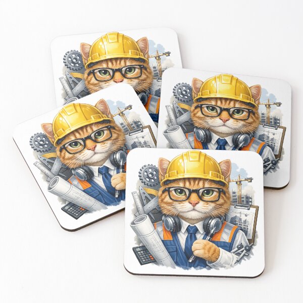 Item preview, Smart Engineer Cat with Glasses designed and sold by Concrete Coffee Studio.