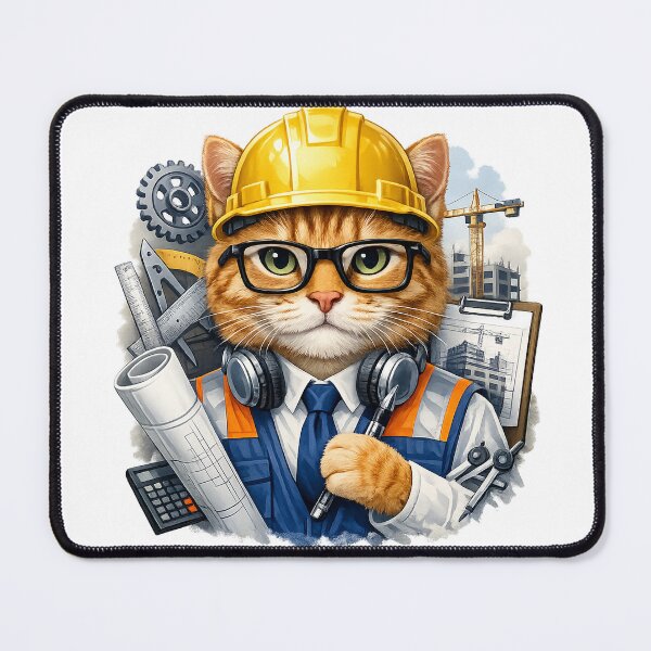 Item preview, Smart Engineer Cat with Glasses designed and sold by Concrete Coffee Studio.