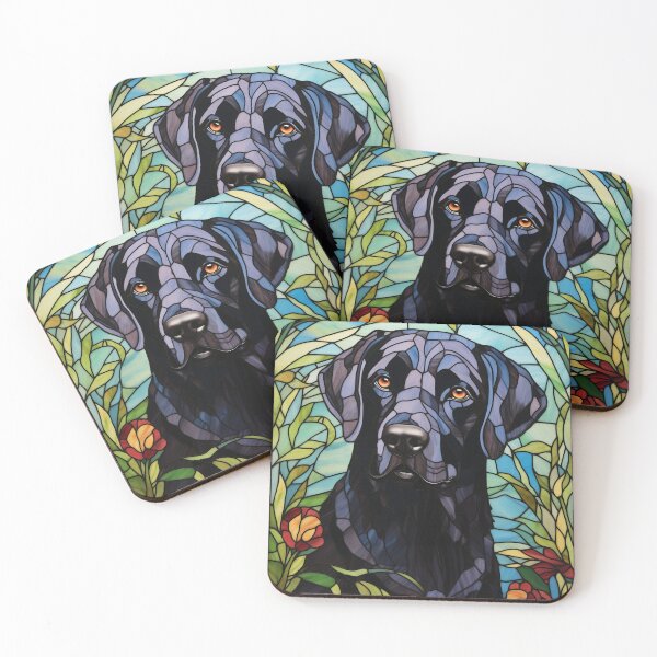 Item preview, Black Labrador Stained Glass Window Design designed and sold by pinkal.