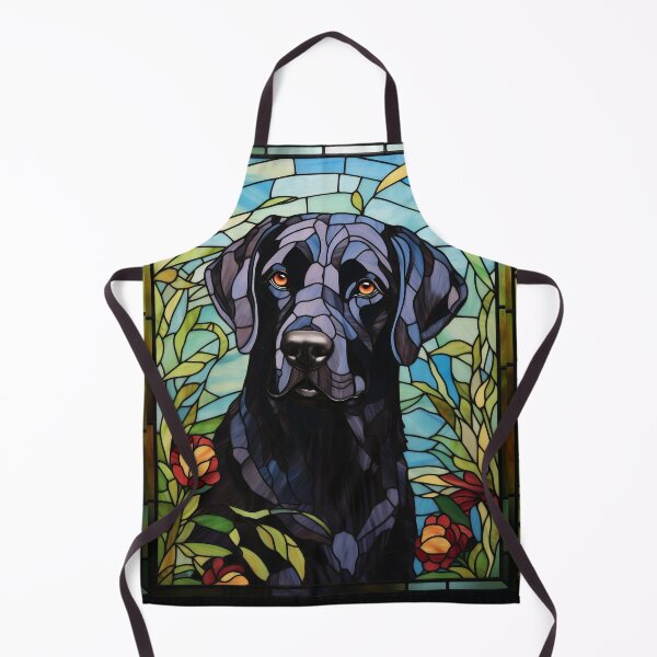 Item preview, Black Labrador Stained Glass Window Design designed and sold by pinkal.