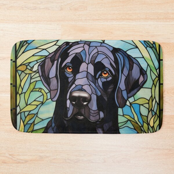 Item preview, Black Labrador Stained Glass Window Design designed and sold by pinkal.