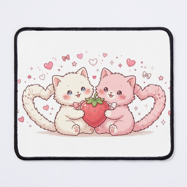 Item preview, Kawaii Chibi Cats with Strawberry Heart designed and sold by  Cat Lady.